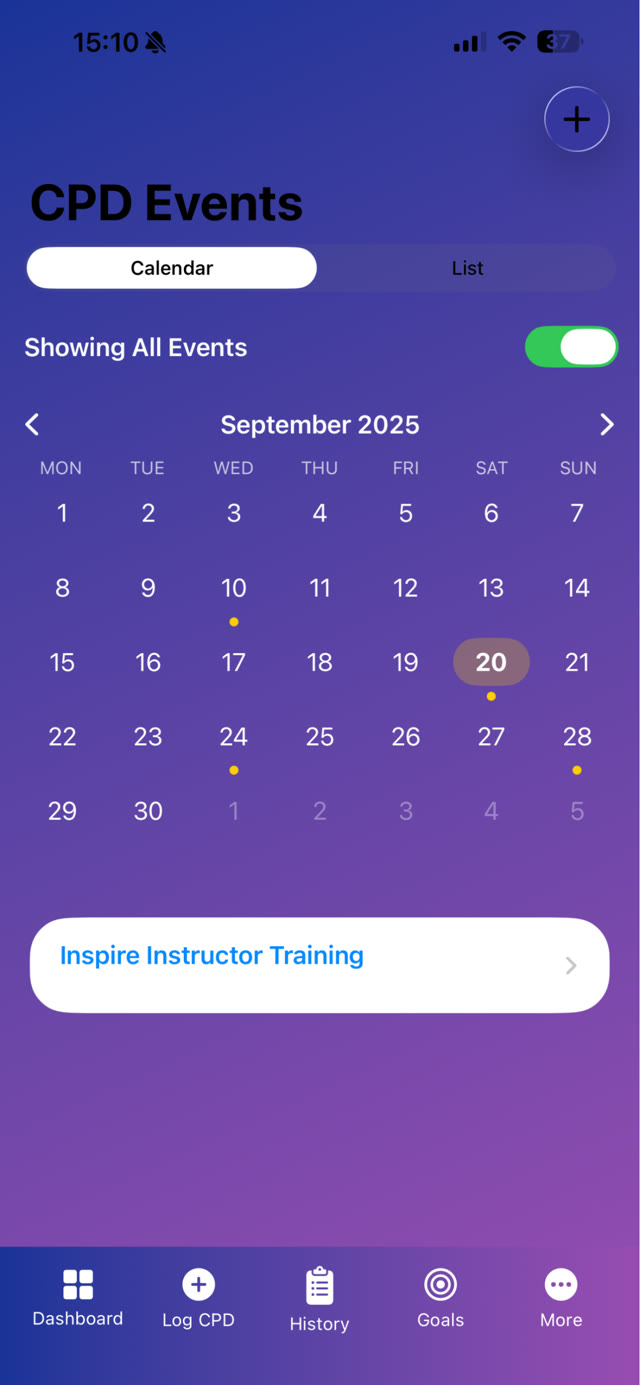 Upcoming CPD events calendar