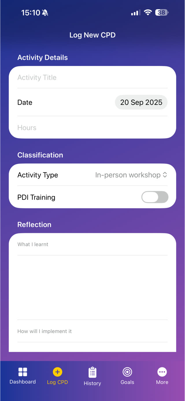 Log CPD form