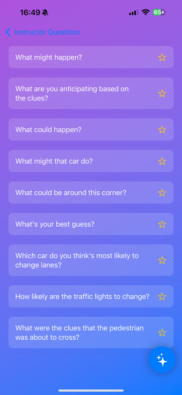 Favourite questions highlighted
